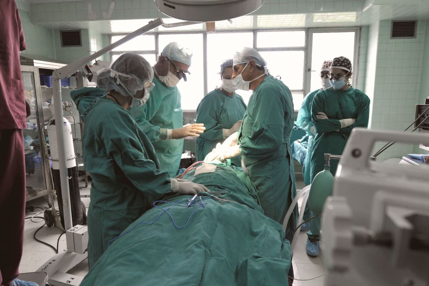 A surgical team at work